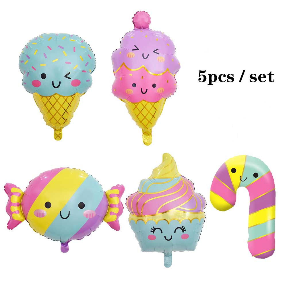 5PCS Kawaii Ice Cream Balloons Party Supplies Decorations Assorted Colors