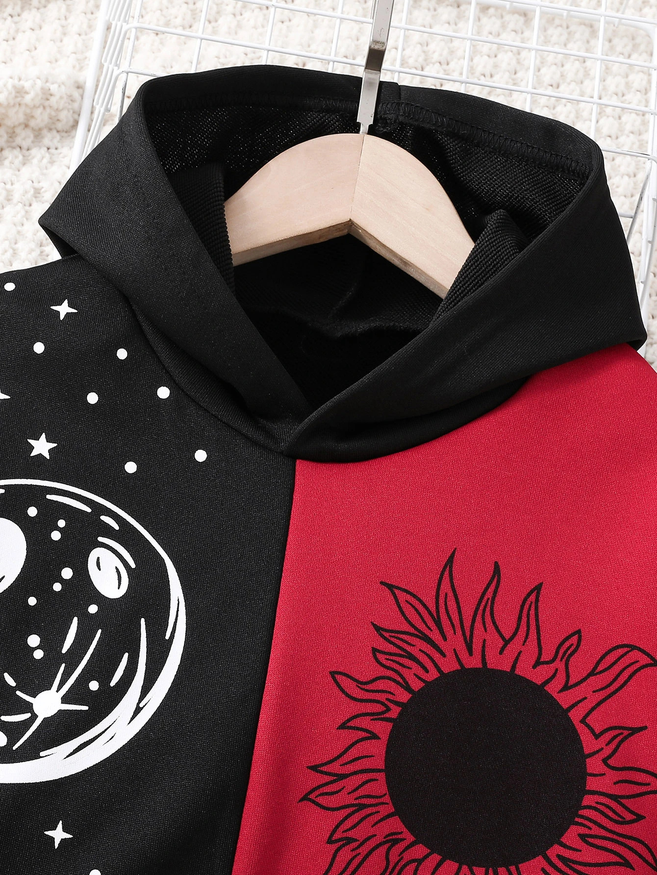 Sudadera Manga Larga Capucha Estampado Sol Rojo Niños - Temu Chile