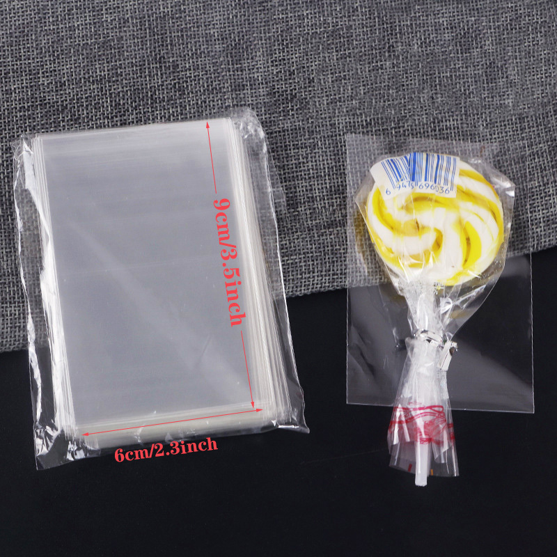 100pcs Transparent Plastic Bag Candy Lollipop Cookie Packaging Bag 3 ...