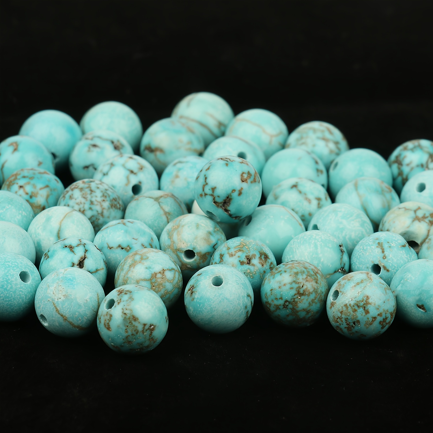  8mm Blue Turquoise Beads Round Gemstone Loose Beads for Jewelry  Making (46-48pcs/strand)