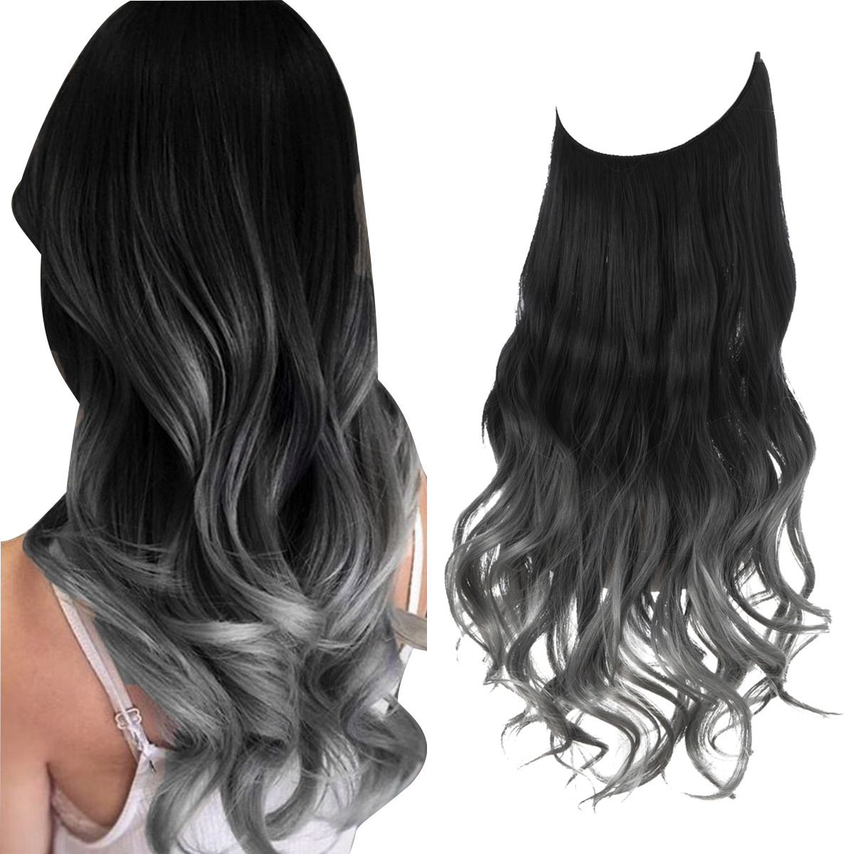 B1g1 Free Hair Extension Clips Curly Wavy Hair Grey White Synthetic Hair  Extensions Accessories Women Gift Party Highlights Wig Pieces For Women  Daily Cosplay Party, Free Shipping For New Users