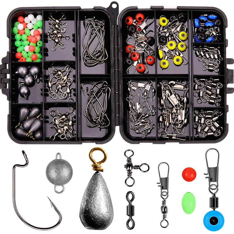 Fishing Accessory Kit With Tackle Box Hook Rolling Barrel Sinker