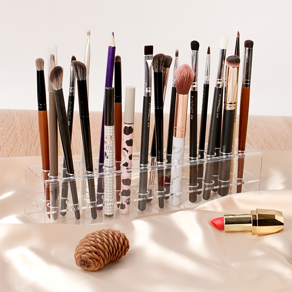 26 Holes Makeup Brush Holder Clear Eyeliner Lip Liner Organizer