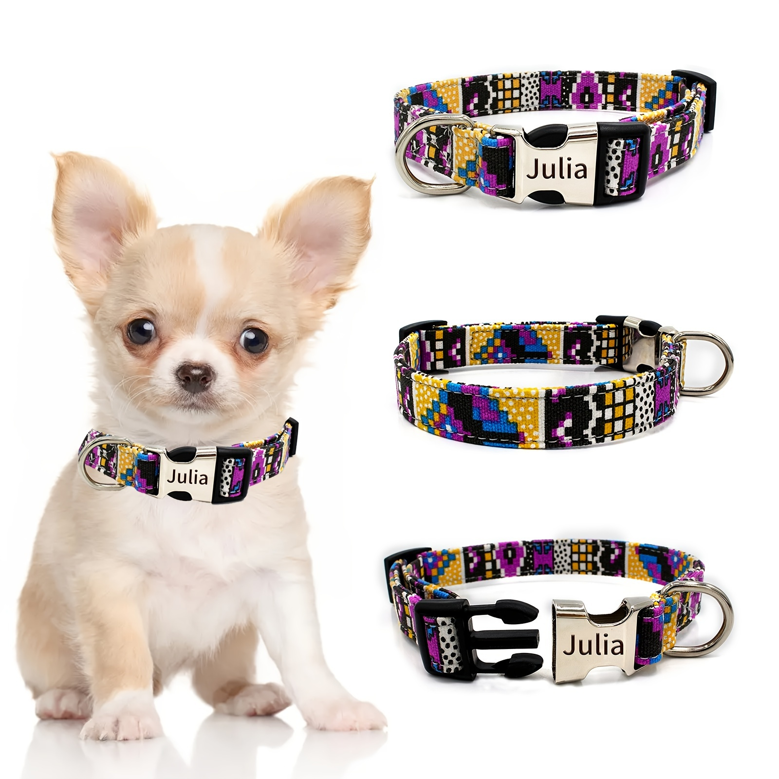 Adjustable Pet Collar With Digital Print And Stripe Pattern Decoration -  Perfect For Puppies And Dogs - Temu