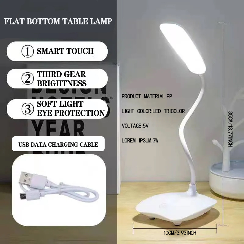 Lampe de table rechargeable USB, lampe de chevet LED, lampe de lecture,  avec contrôle tactile à intensité variable, 3 couleurs de lumière