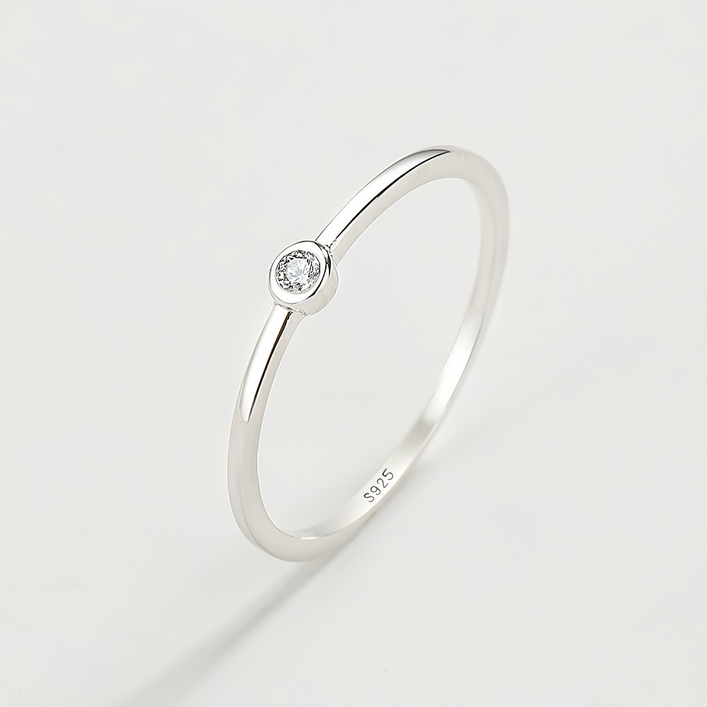 

Simple 925 Silver Zircon Ring Valentine's Day Wedding Jewelry Gift