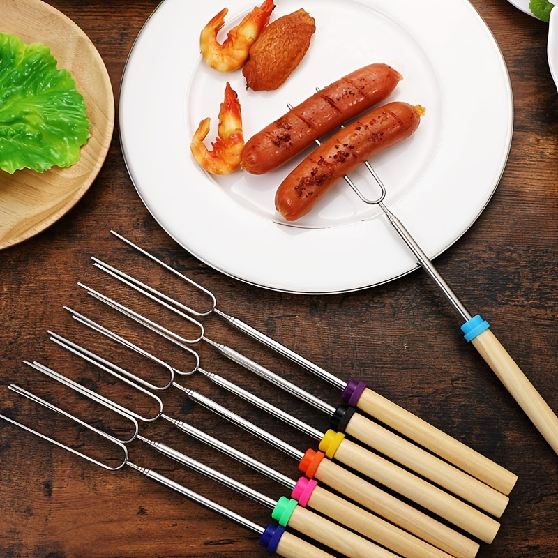 8 Pcs Telescoping Roasting Sticks - Extendable Stainless Steel Skewers - 32  Inch * Forks & Hot Dog Roasters - Kids Camping Campfire Fire Pit  Accessories - Easy To Clean And Carry