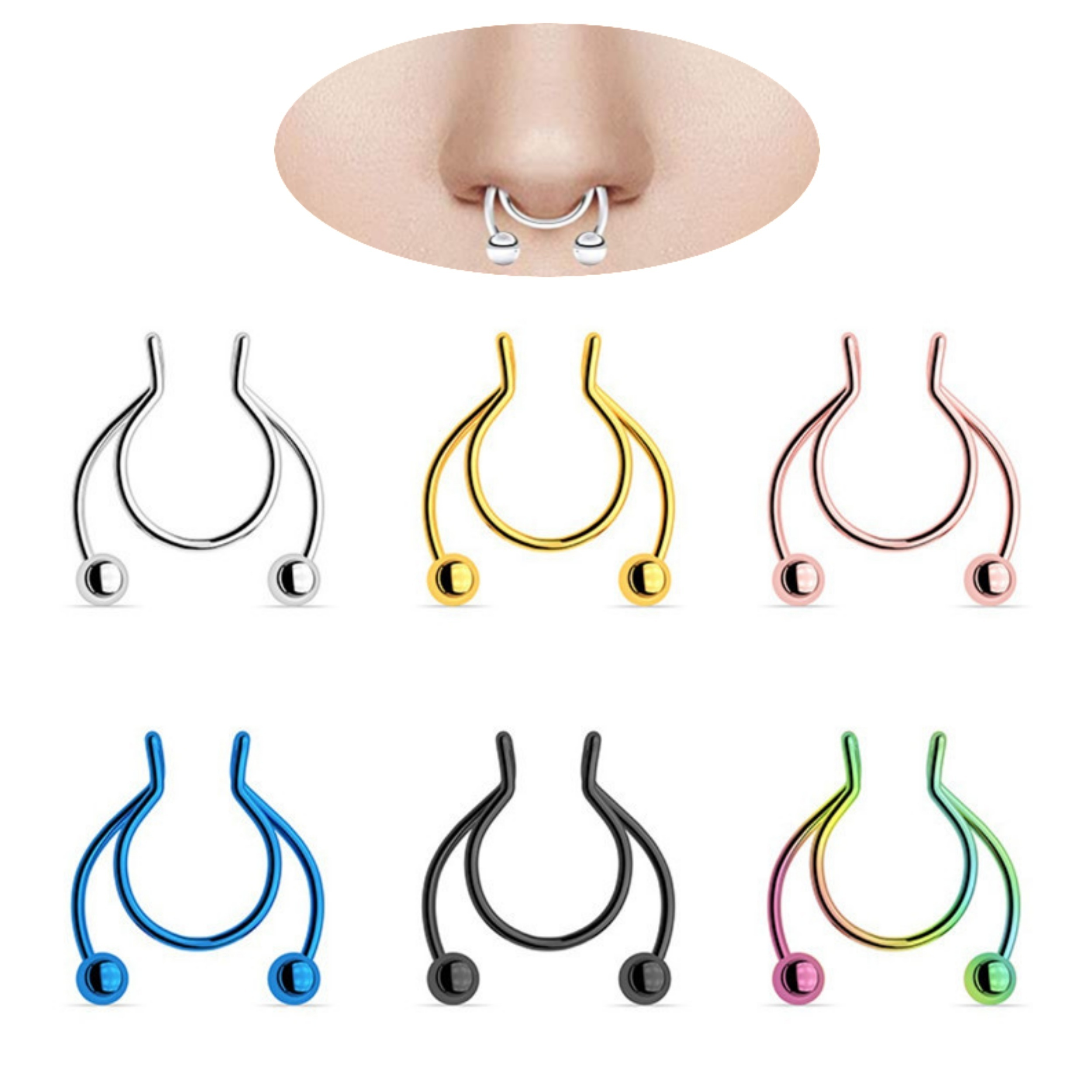 V shaped Geometric Fake Nose Septum Ring For - Temu