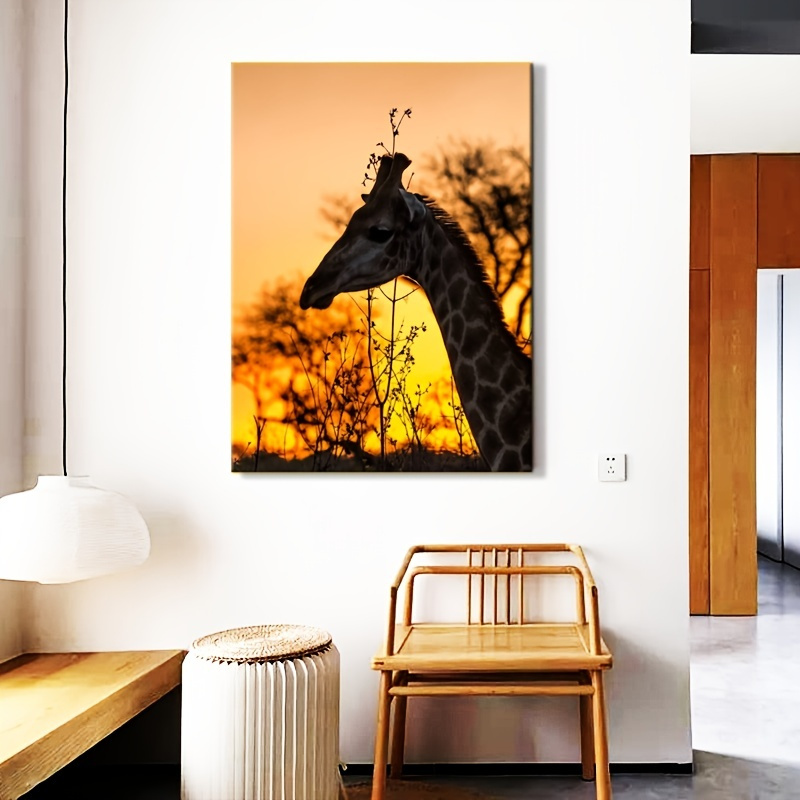 1pc Framed Stretched Wall Art Painting Wild Taken Image The Giraffe In ...