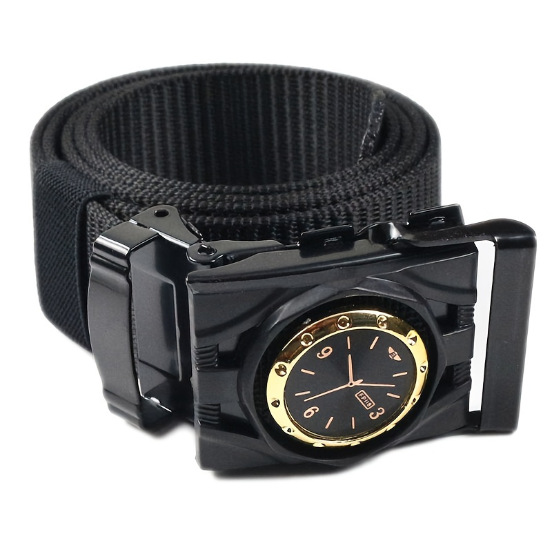 

1pc Men's Clock Press Nylon Canvas Belt