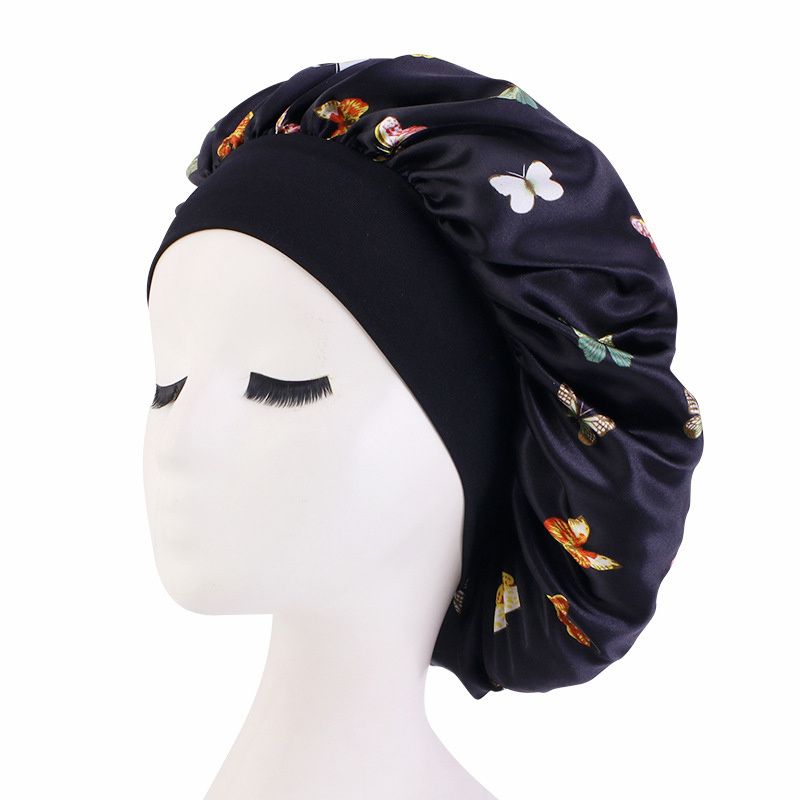TEMU Women's New Style Satin Face Mesh Print Bonnet Fashion Hair Print Sleep Bonnet
