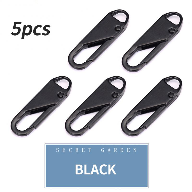 1/2M 5# Black White Zipper Tapes for Sewing + Zippers Pulls Bag Pocket  Zipper Sliders DIY Zip Head Repair Kits Tailor Tools