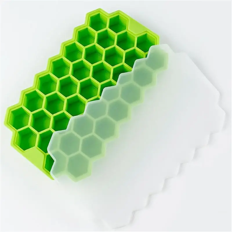 Honeycomb Hexagon Ice Cube Silicone Mold With Lid Options