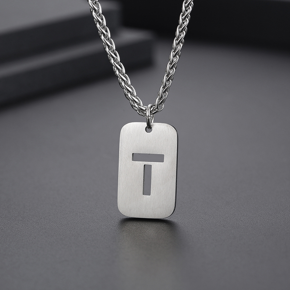 Fashion 26 Letters Pendant Necklaces Stainless Steel Necklace Chain Jewelry, Jewels A-N,Men Jewelry,Temu