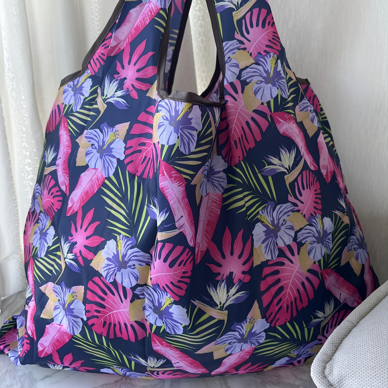 NEW TJ Maxx Shopping Bag PRETTY PALM LEAVES Reusable Tote Bag