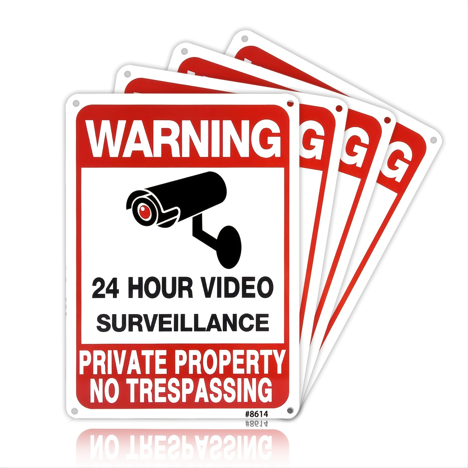 

4pcs No Trespassing Signs Private Property, Metal 24 Hour Video Surveillance Signs For Home And Outdoor, Aluminum 7*10 Inchs, Warning Signs For Property, Security Camera Sign For Yard And Home (8614)