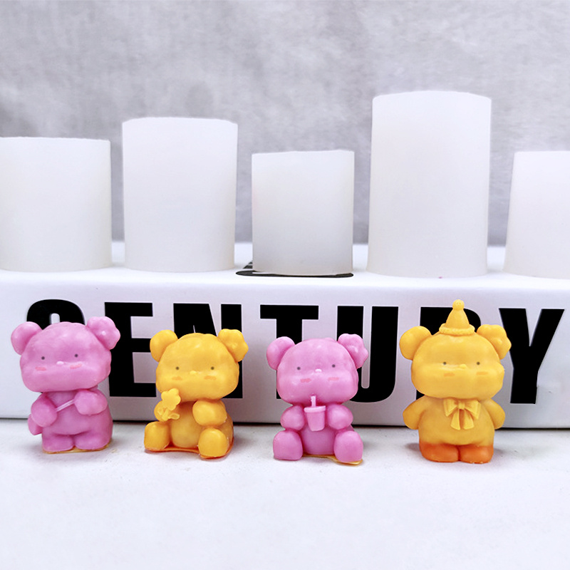 Ruifaya 3D DIY Bear Candle Mould Cute Animal Candle Aromatherapy Silicone MoU5 H8s8