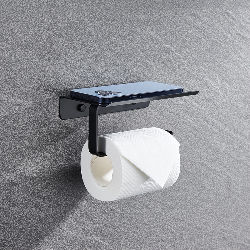 Toilet Paper Holder Matte Black/chrome Plated 304 - Temu