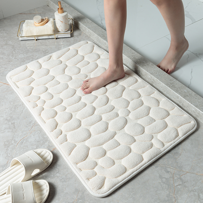 Grey Bath Floor Mat, Non-slip Absorbent Rug Bathroom Carpet Stone Pattern  Foot Massage Shower Room Mat, For Home Room Decor - Temu