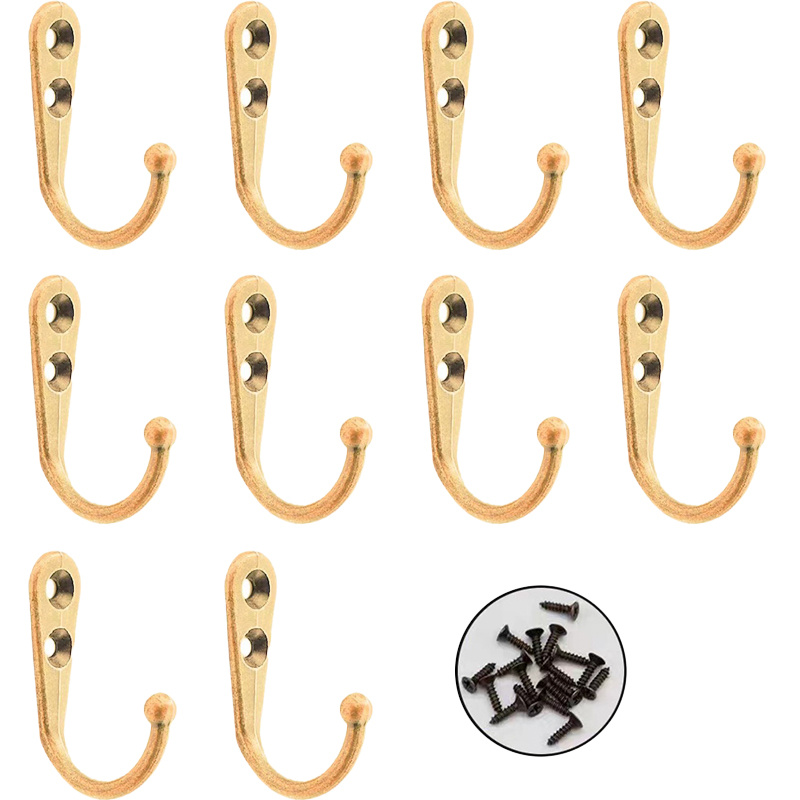 10pcs Wall Hanging Hooks, Small Coat Hooks, Bronze Single Hooks For Coffee  Cups, Keys, Hats, Kitchen Towels, Small Hooks With Black Screws, Used For V