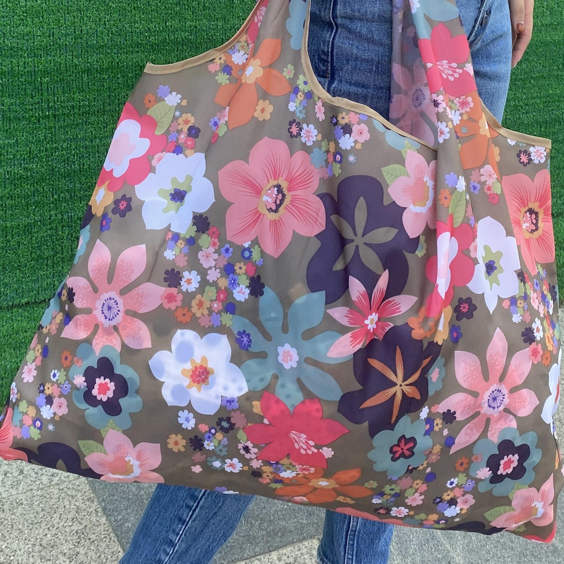 

Floral Print Shoulder Tote Bag, Portable Lightweight Handbag, Reusable Large Capacity Shopping Bag