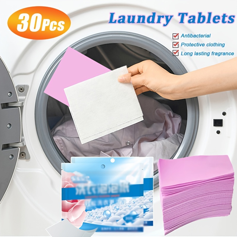 30pcs Laundry Tablets Strong Decontamination Laundry Detergent Sheet ...