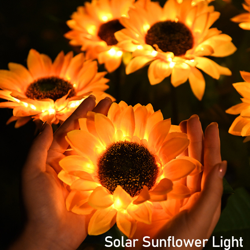 1PC/2PC Solar Sunflower Flower Light Outdoor Solar Garden Light 3LED  Sonnenblume Simulation Blumenlichter Intelligente Lichtsteuerung Geeignet  Für