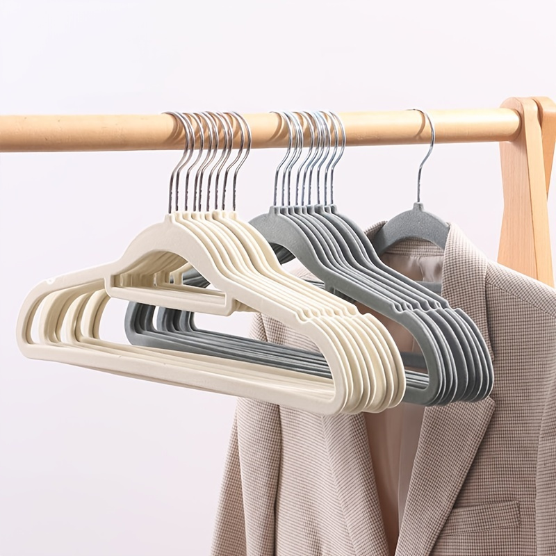 Non-slip Clothes Hangers With Grooves, Velvet Drying Rack, Heavy Duty  Hangers, Traceless Standard Hangers, Household Space Saving Storage And  Organization For Bedroom, Bathroom, Closet, Wardrobe, Home - Temu