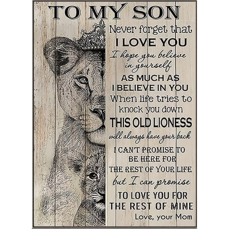 

1pc Metal Tin Signs Metal Sign Lion To My Son Love Your Mom Sign, Print Wall Art, Sign About Family, 8x12 Inches