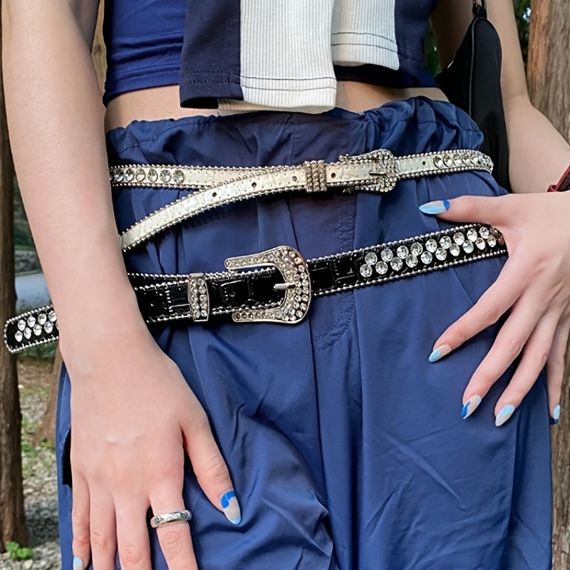 Fashion Y2k Sparkle Western Rhinestone Belts For Men Women Cowboy Cowgirl  Crystal Studded Designer Belt For Jeans Dress, Save Money On Temu