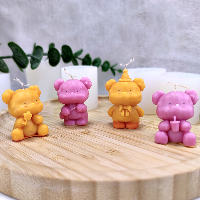 ESEENS Suture Bear Mold Doll Bear Candle Mold Animal Resin Casting Mold Resin Making Molds Silicone Mold for Candle Home Decorate Mold Candle Making Mold