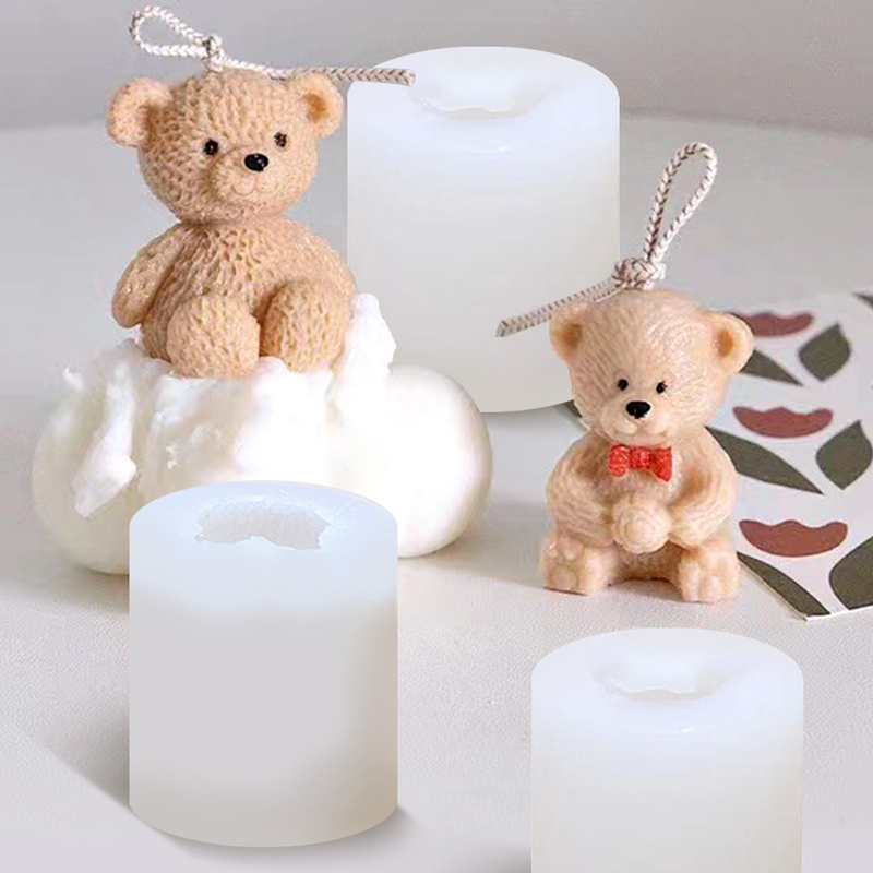 Lindo molde de vela de oso para moldes de jabón, velas decoración del hogar  para regalos de niña, regalo de cumpleaños y exhibición de ventana, moldes