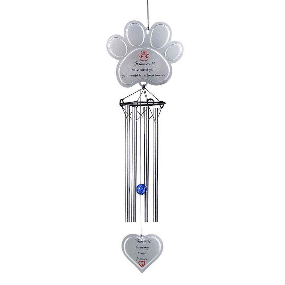 Personalized Pet Memorial Wind Chime With Paw Print Tag 11.8''h Pet