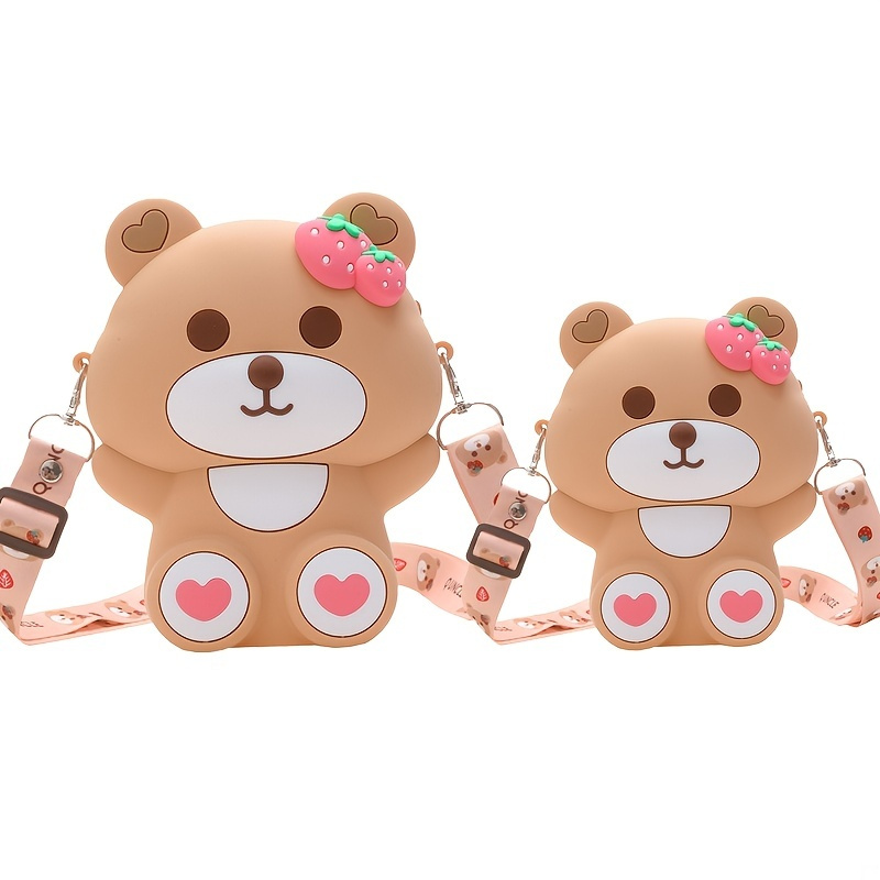 Adorable Bear Crossbody Bag - Kids Novelty Purse & Silicone Shoulder Phone Bag for Women