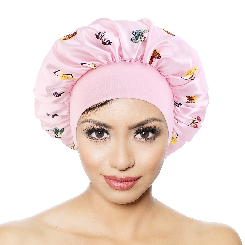 

Reusable Satin Shower Cap For Women - Protects Hair And Scalp From Shampoo And Water - Elastic Medium Size - Shea Butter Infused