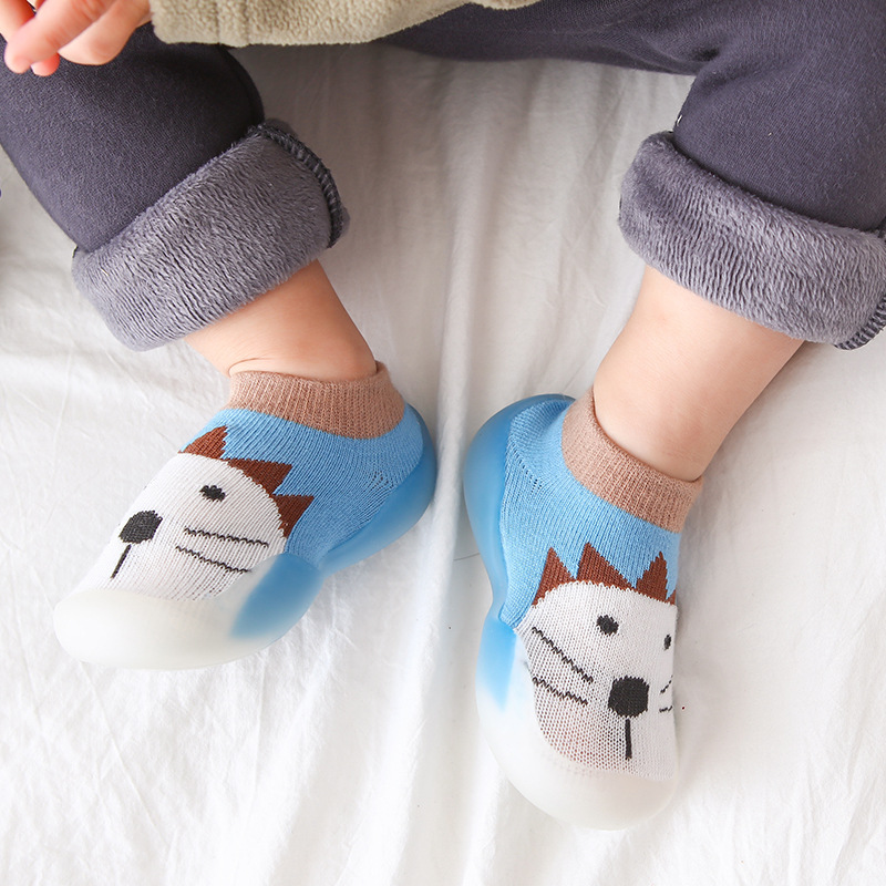 Baby First Walkers Slip-On Socks Shoes - Soft Rubber Sole, Cute Cartoon Animal & Food Patterns, Breathable Fabric Upper, All-Season Indoor Toddler Shoes for 0-4 Years, Baby Shoes, Indoor Youngsters Footwear, Playful Youngsters Design, Flexible Youngsters Footwear