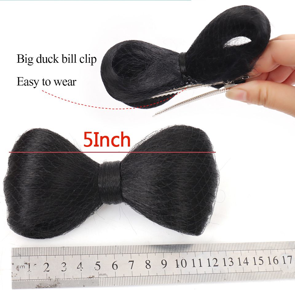 Bow Claw Hair Bun Synthetic Chignon Straight Hair Bun Updo Hairpiece High Temperature Natural Fake Kittybow Styling Hair Accessories