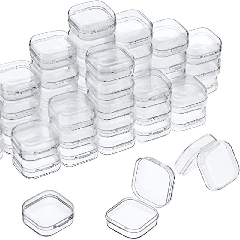 Small Clear Plastic Beads Storage Containers Box Hinged Lid Temu