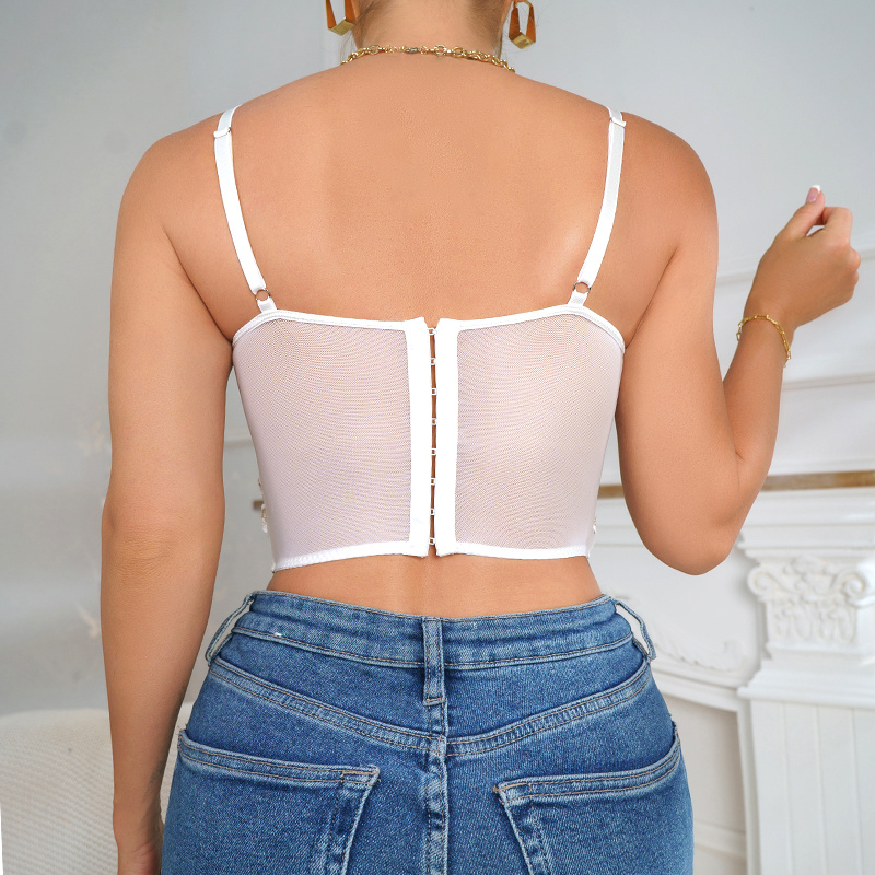 Sexy Camisole for Women Sheer Mesh Corset Top Cami Crop Top for Womens Corsets  Bustier V Neck Cropped Tank Tops : : Clothing, Shoes & Accessories