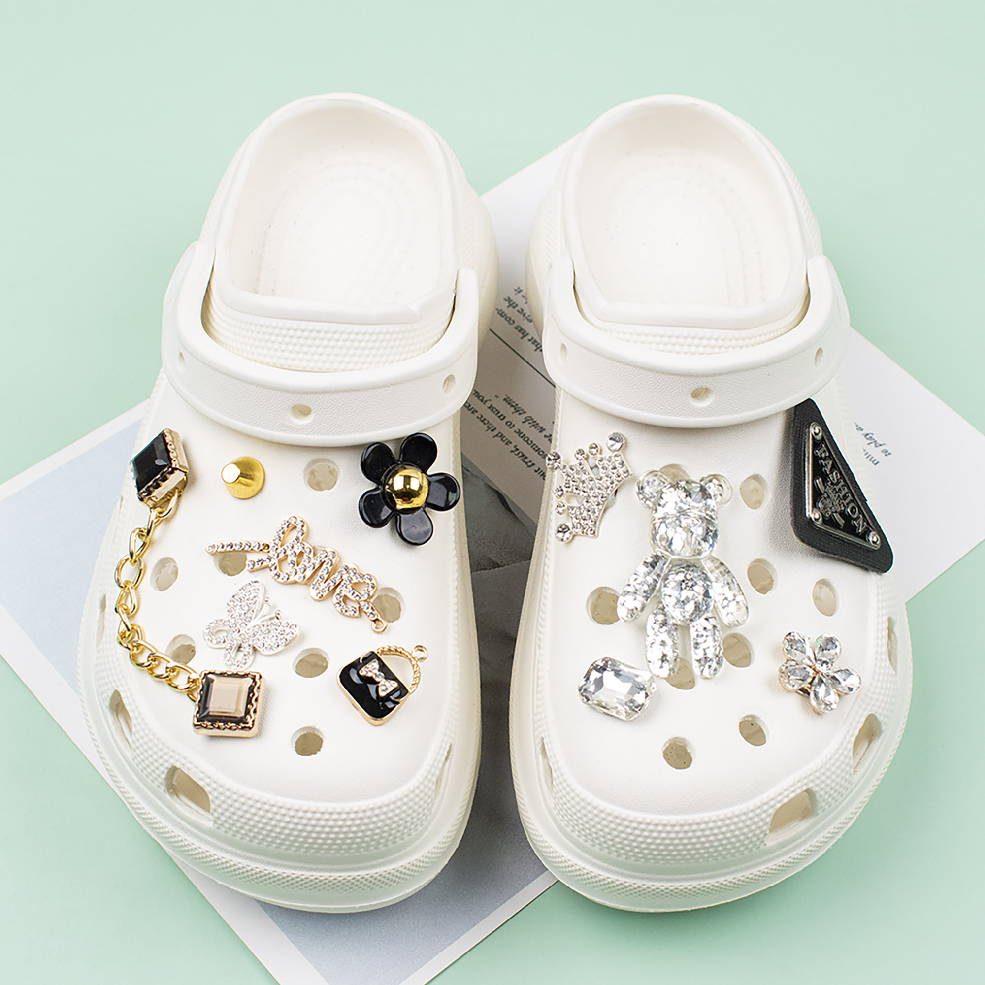 Charms For , Bling Shoes Charms Gothic Y2k Artificial Diamond Shoe