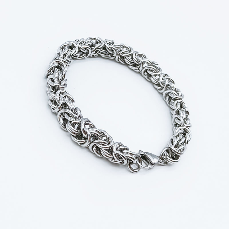 Stainless Steel Italian Flat Byzantine Link Chain Bracelet - Temu