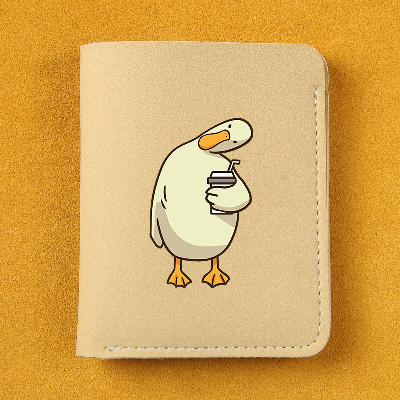 Pu Leather Short Casual Folding Money Clip Cartoon Duck Pattern Mini  Ultra-thin Card Holder - Temu Austria