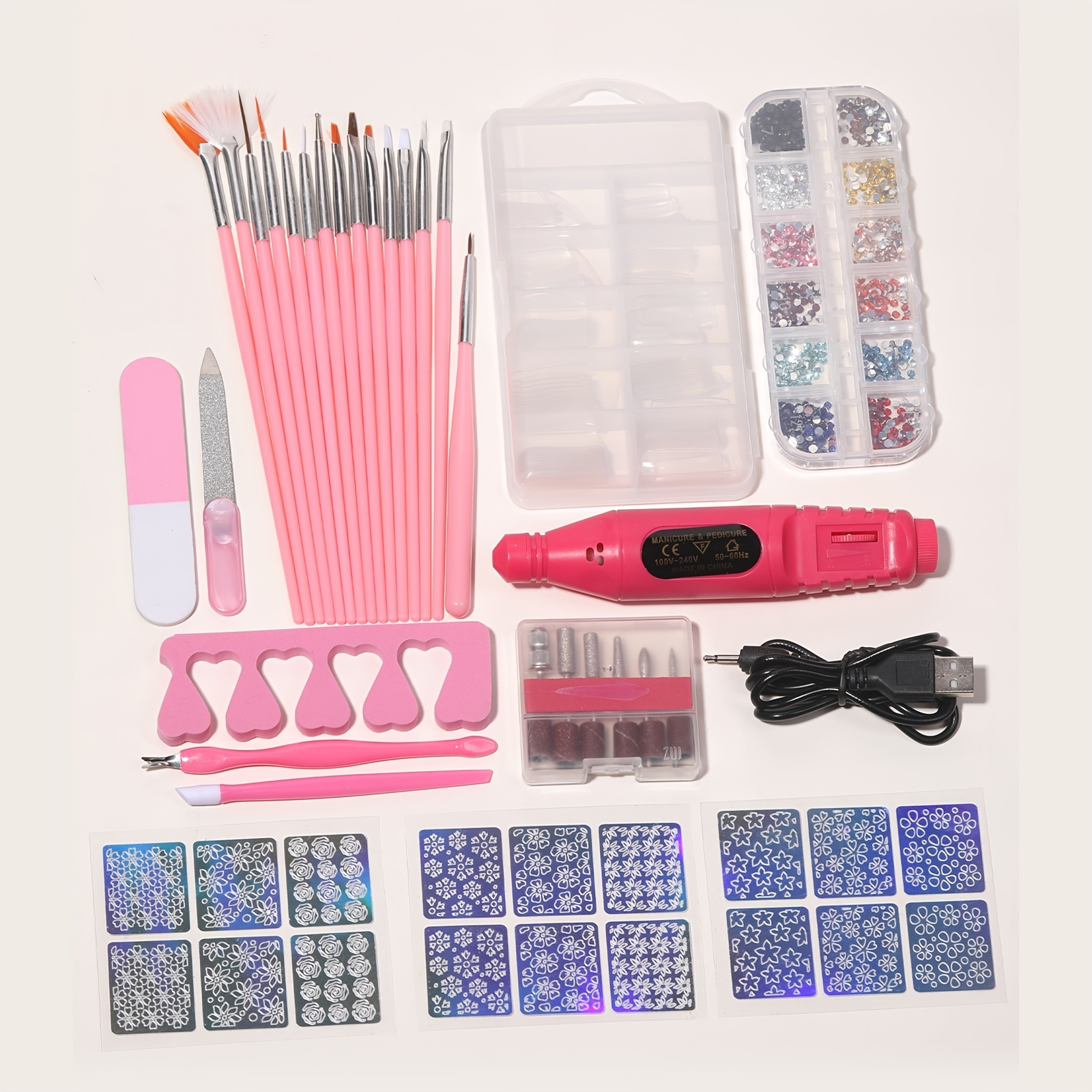 Nail Art Kit With Electric Nail Drill Nail Dotting Tools - Temu