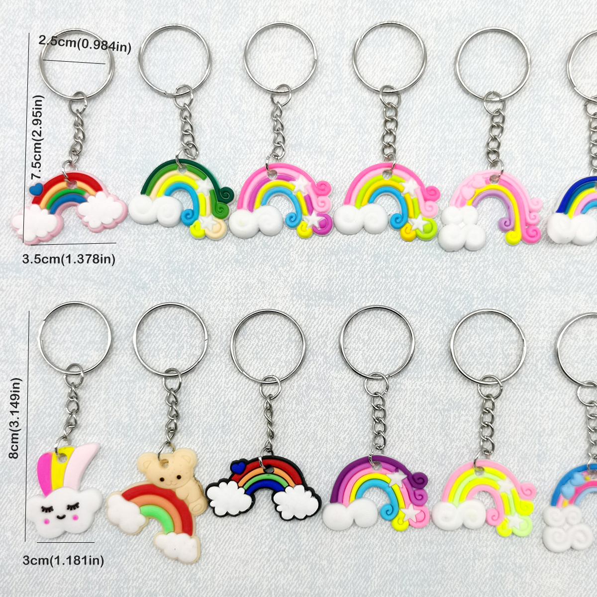 Cute Rainbow Friends KeyChain Anime Llaveros Key Chain Porte Clé Keychains  Women Men Keyring Kawaii Bag Charm Silicone Monster