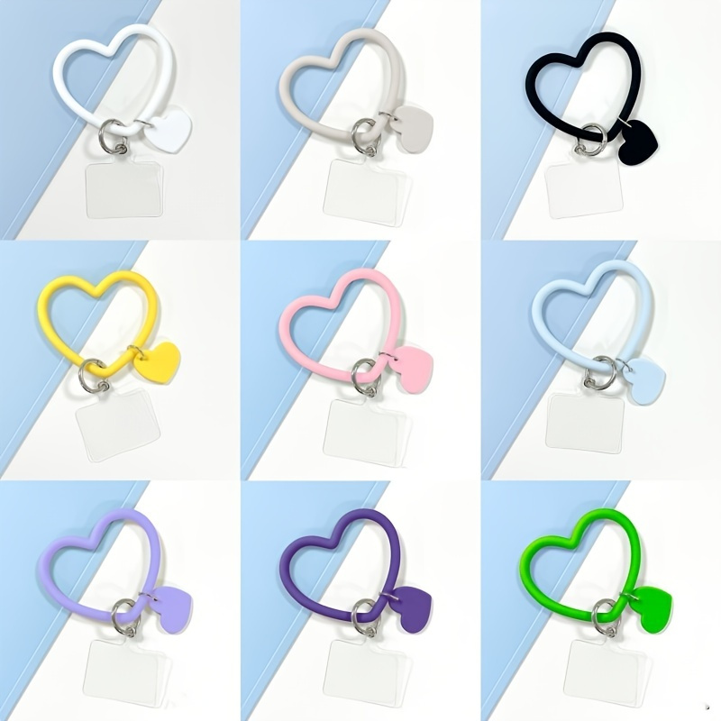 

: Silicone Heart Loop Cell Phone Hand Wrist Strap With Key Chain Holder - Universal For Apple & Android Smartphones