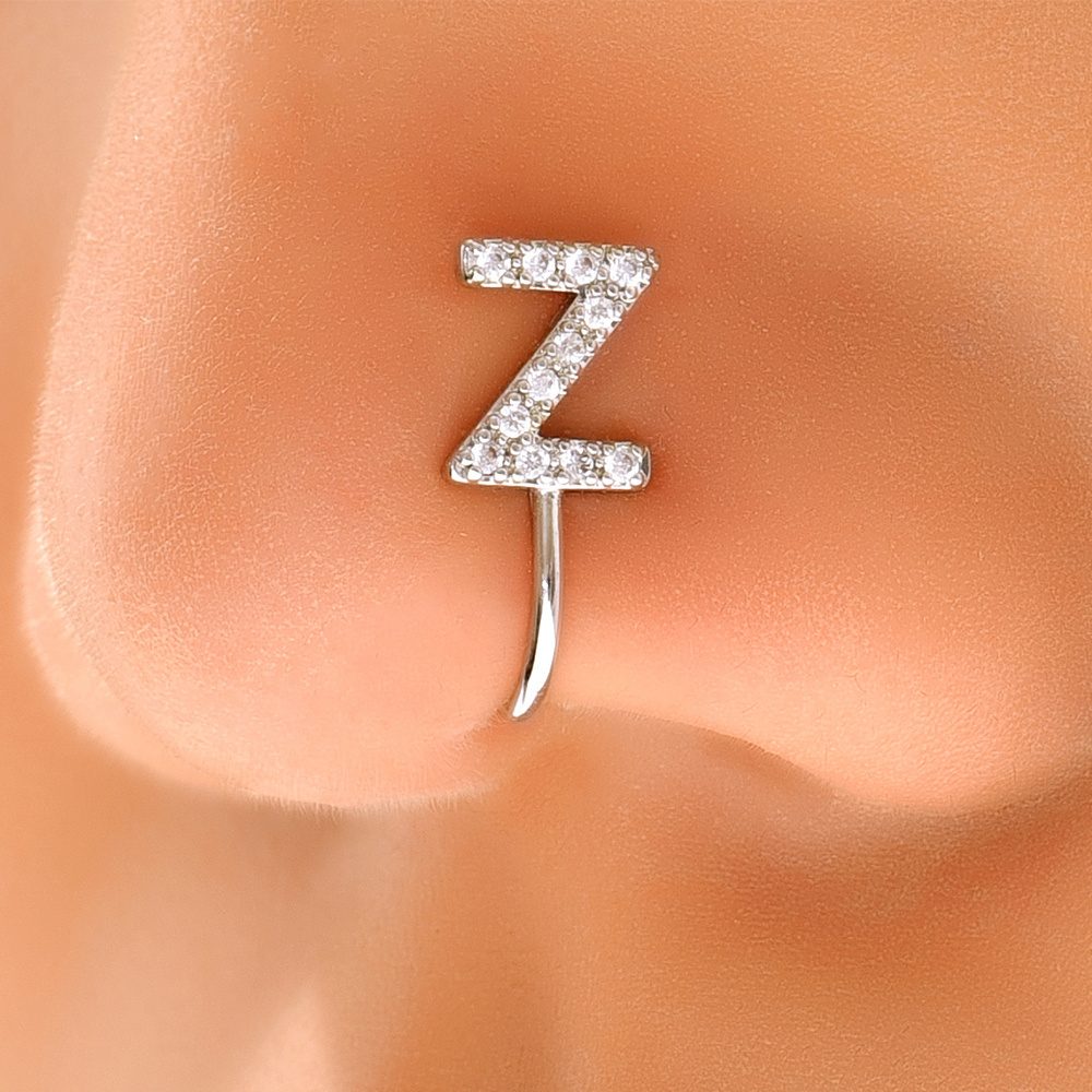 U Shape Fake Nose Rings Copper Zircon Inlaid Clip on Nose Rings - China Fake  Nose Rings and Fake Nose Piercing price