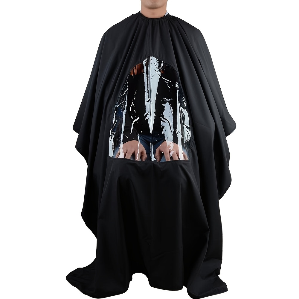 

Upgrade Your Haircut Experience: Waterproof Barber Cape With Clear Window & Buckle For Salon Stylists & Home Diy Hairdressing