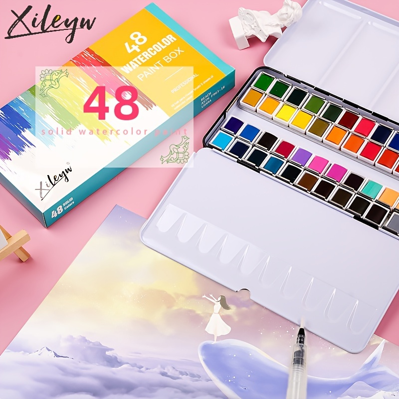 36 Pack Watercolor Pan Set Smart Color Art Watercolor Paint Set with 4 Brushes Easy to Blend Colors Perfect for Kids Adults