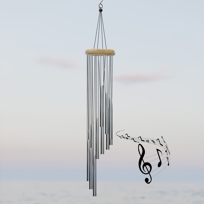 Carillons éoliens extérieur, design élégant en métal et bois, tons  apaisants, musique, carillon à vent, fenêtre