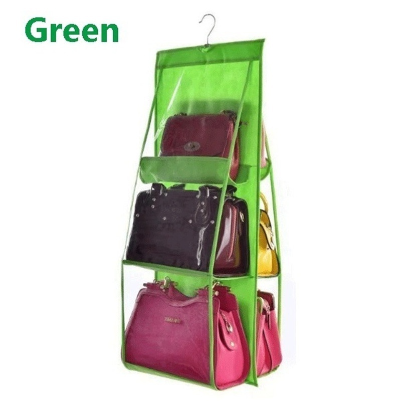 Banyakong 6 Pocket Clear Handbag Hanging Organizer, Foldable Storage Hanger for Closet